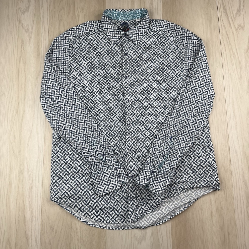 Robert Graham Shirt Mens Size XL TG Blue Hatfield Casual Long Sleeve Geometric
